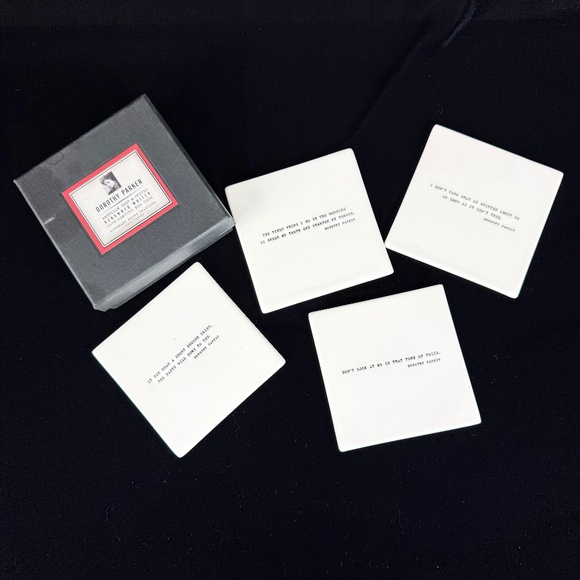 Restoration Hardware Dorthy Parker Literary Quote Coasters in Box Excellent - Picture 1 of 11